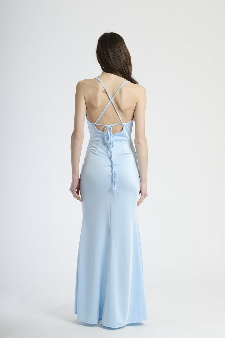 Fitted Draped Dress with Front Slit Ofelia