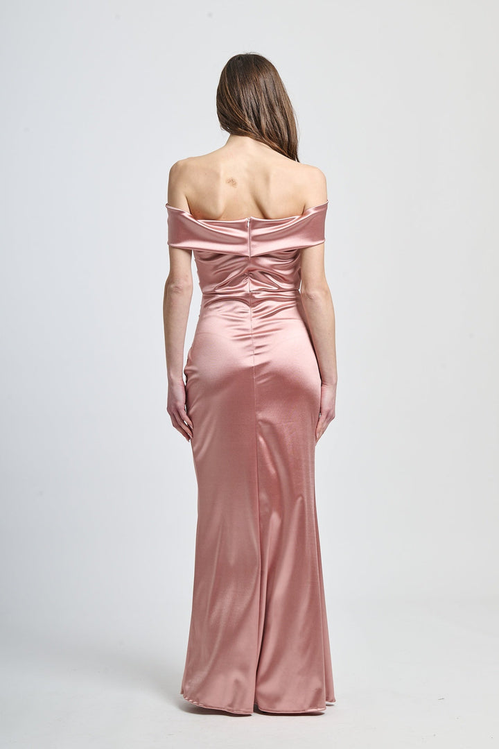 Draped Off-Shoulder Dress Light Blue