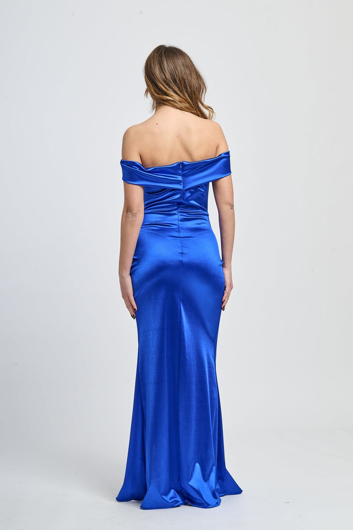 Draped Off-Shoulder Dress Light Blue