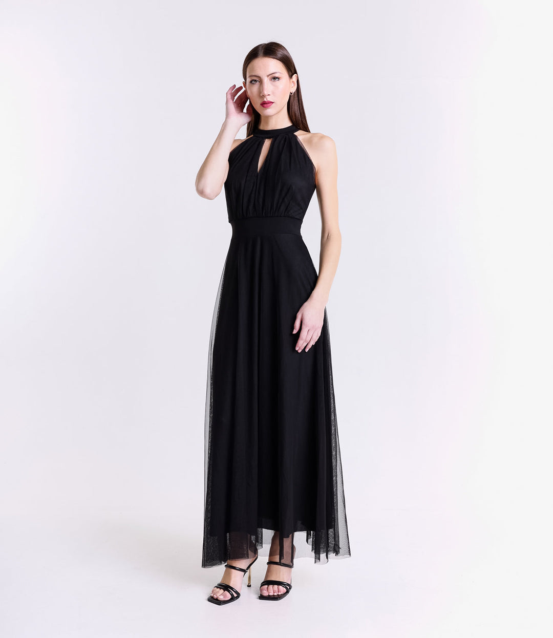 Long tulle cut-out dress Lucrezia