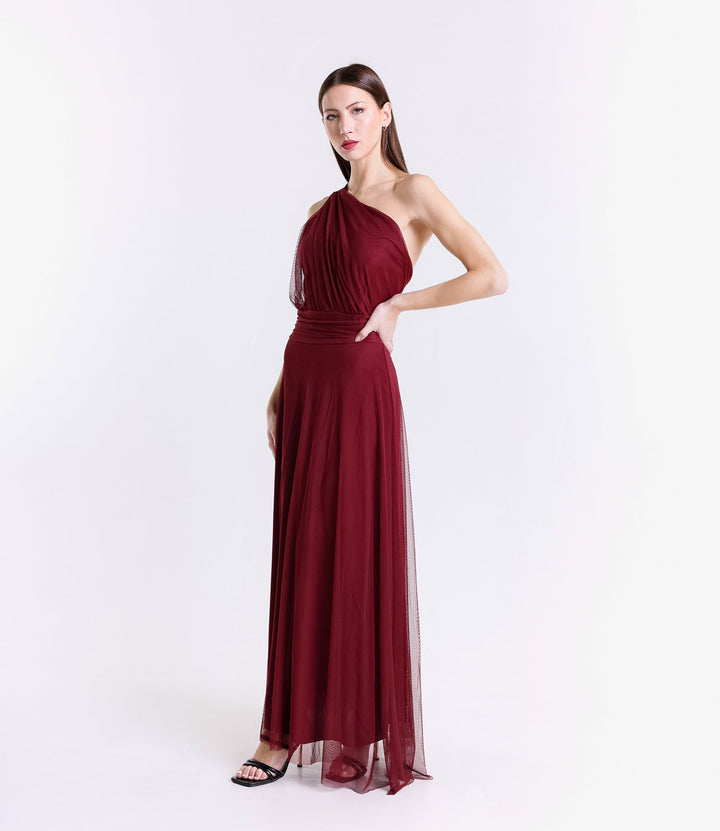 Lily One-Shoulder Long Tulle Dress