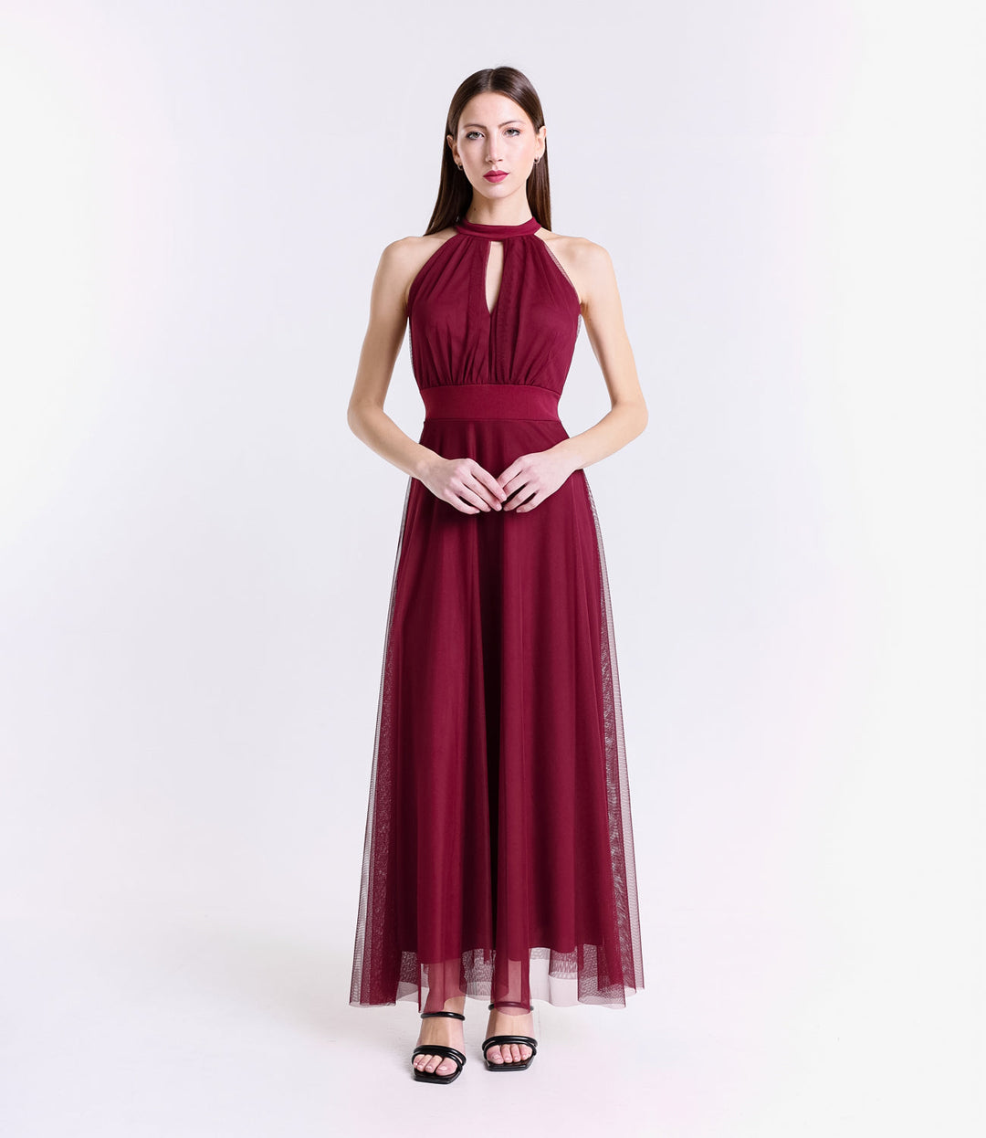Long tulle cut-out dress Lucrezia