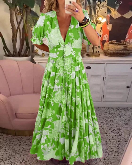 Isabeau™ - Comfortable Long Dress with V-Neck and Pockets