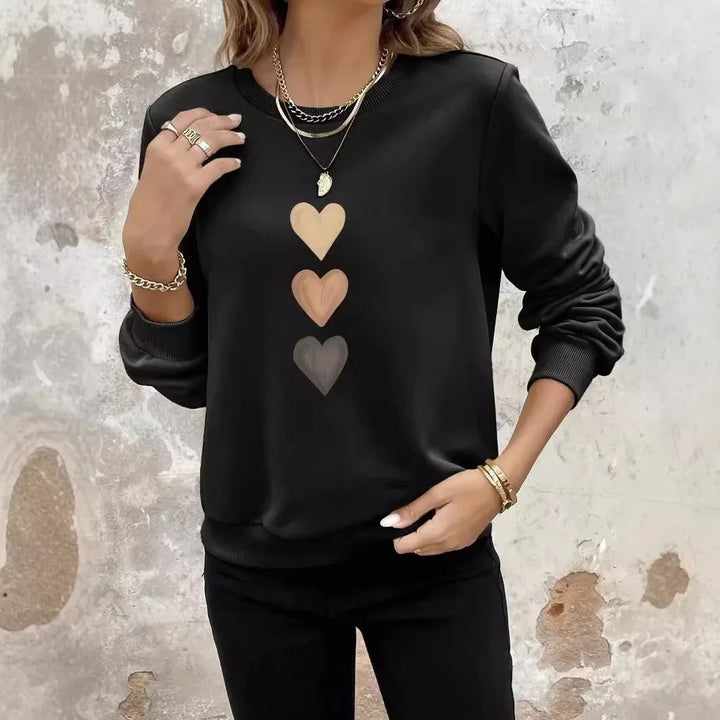 Belle™ - Women's Sweatshirt with Three Hearts Print