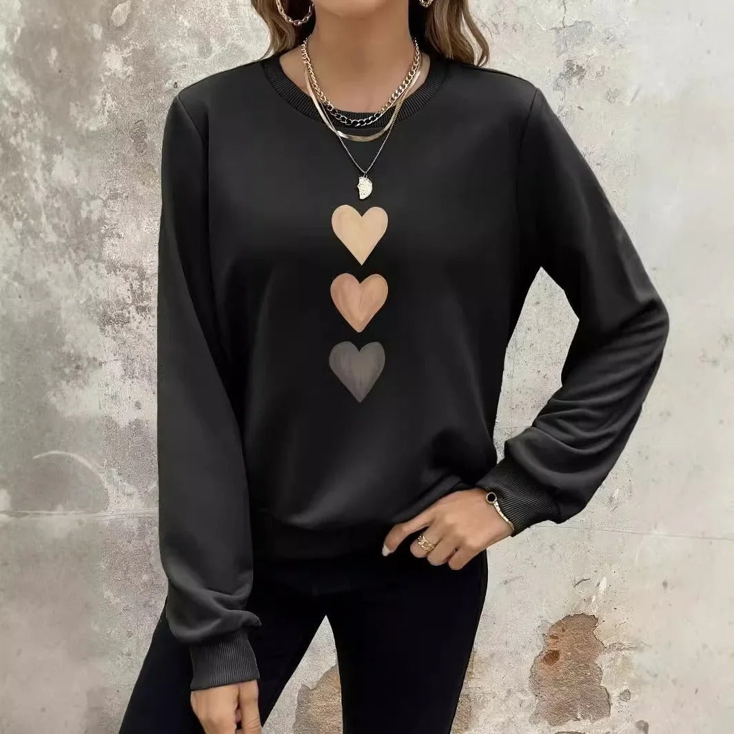 Belle™ - Women's Sweatshirt with Three Hearts Print