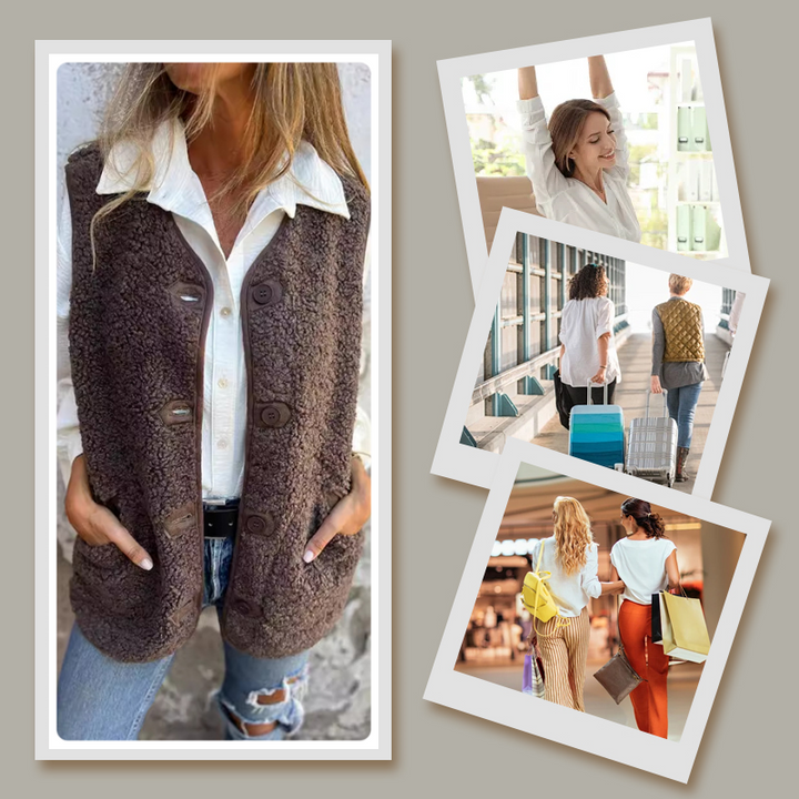 Nahla™ - Gilet Court Chaleureux à Boutons
