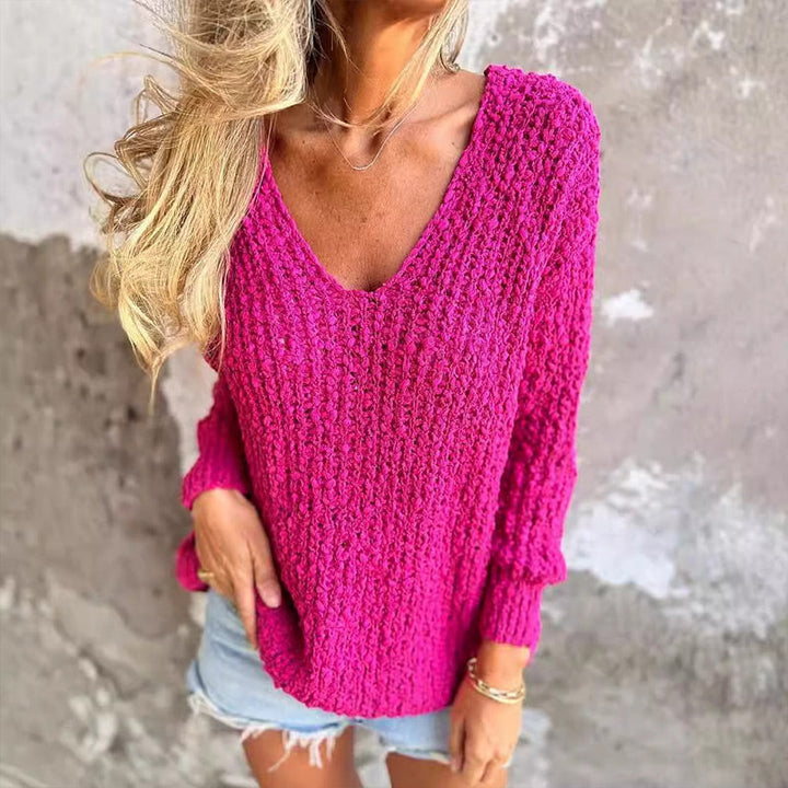 Margo™ - Chic and Comfortable Loose Knit V-Neck Sweater for Women