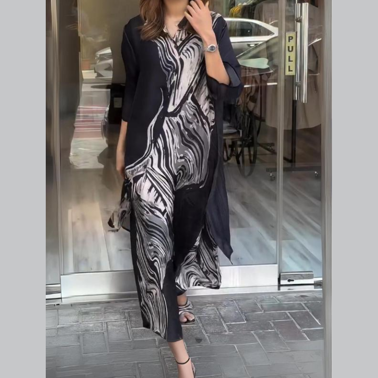 Clarice™ - Fluid Shirt Dress 2-Piece Set for Women