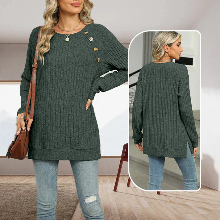 Aline™ - Elegant sweater for women with decorative buttons