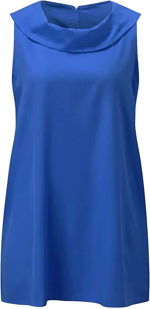 Stella™ - Elegant High Neck Cotton and Linen Dress