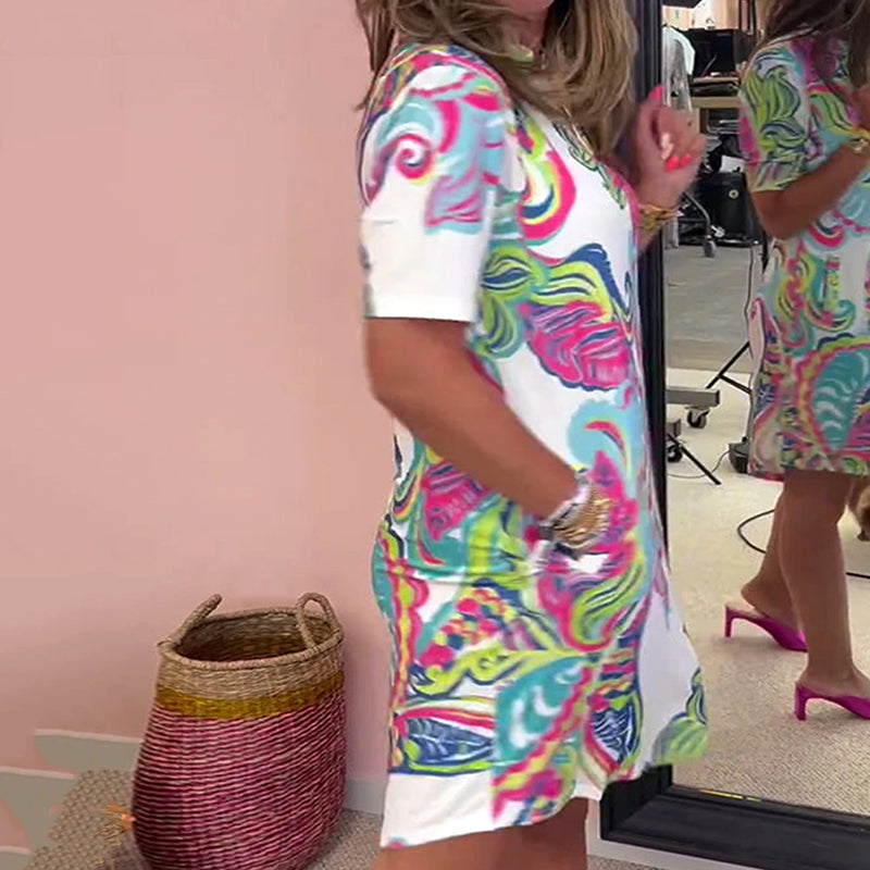 Gianna™ - Colorful Printed V-Neck Dress