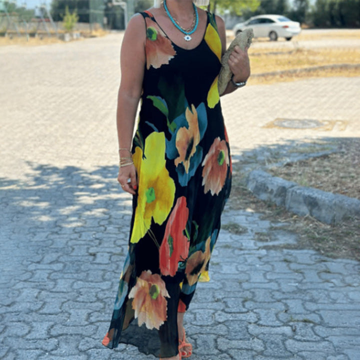 Maren™ - Sleeveless Flared Dress with Floral Print
