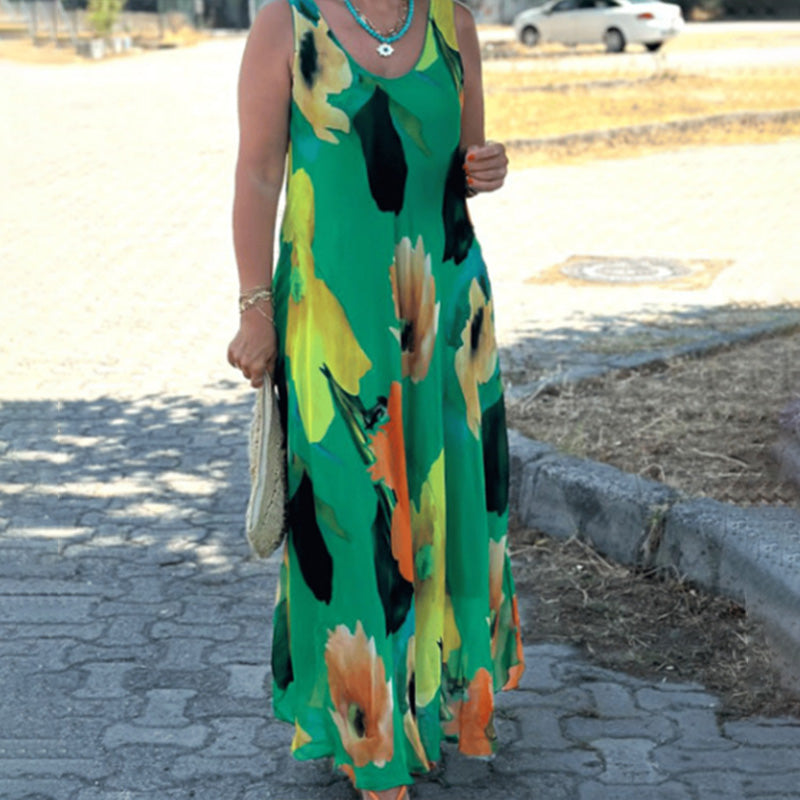 Maren™ - Sleeveless Flared Dress with Floral Print