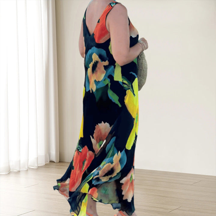 Maren™ - Sleeveless Flared Dress with Floral Print