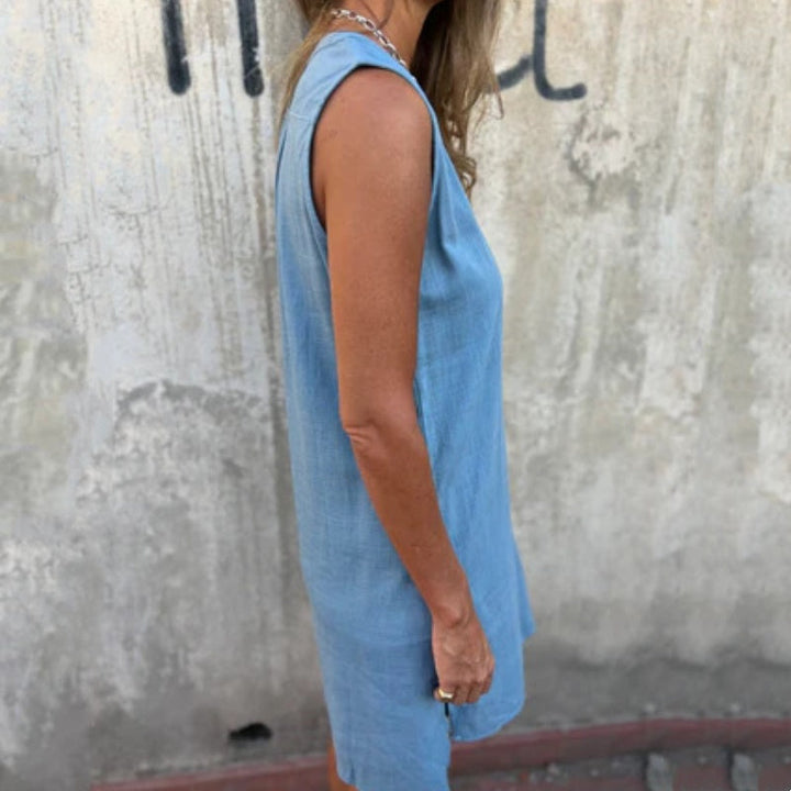 Noelia™ - Sleeveless Button-Up Dress with V-Neck for Women