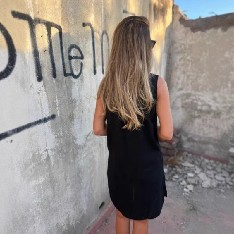 Noelia™ - Sleeveless Button-Up Dress with V-Neck for Women