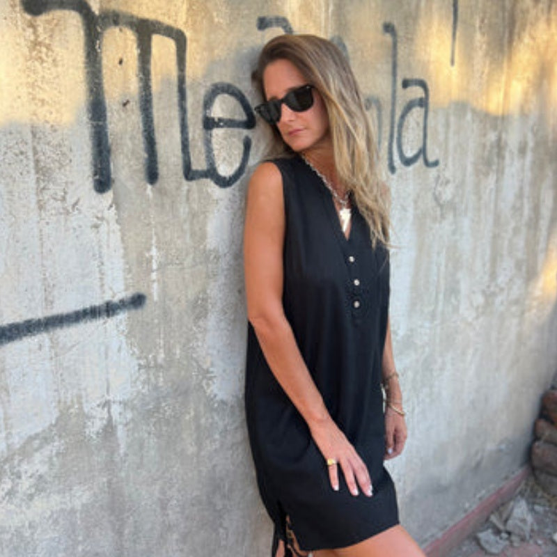 Noelia™ - Sleeveless Button-Up Dress with V-Neck for Women