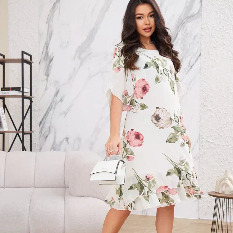 Kalina™ - Chiffon Dress with Flower Petals