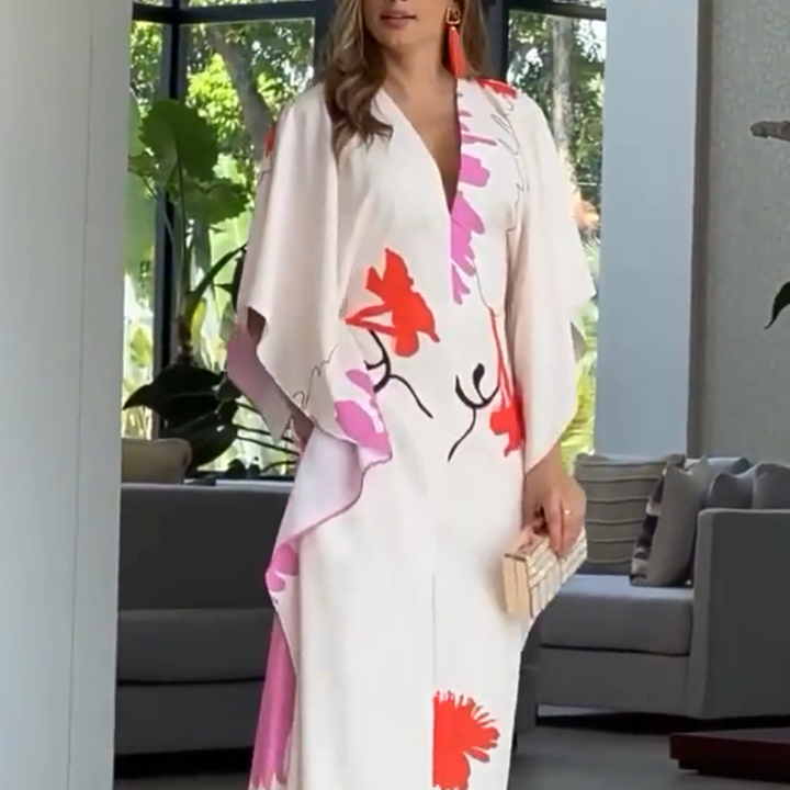 Séverine™ - Floral Jumpsuit with Irregular Sleeves and Wide Legs