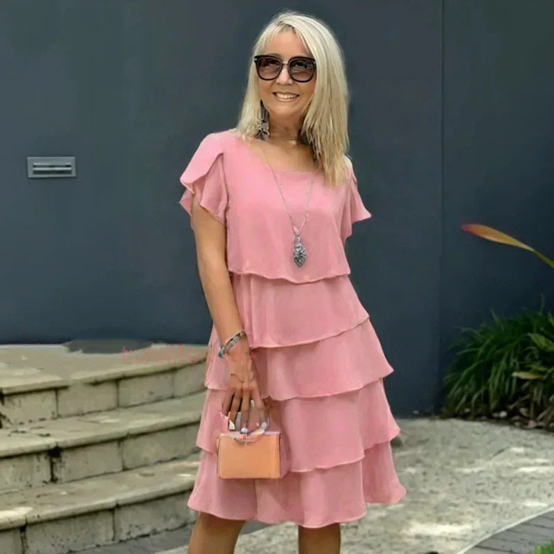 Kiki™ - Women's Dress with Wavy Cut and Ruffles