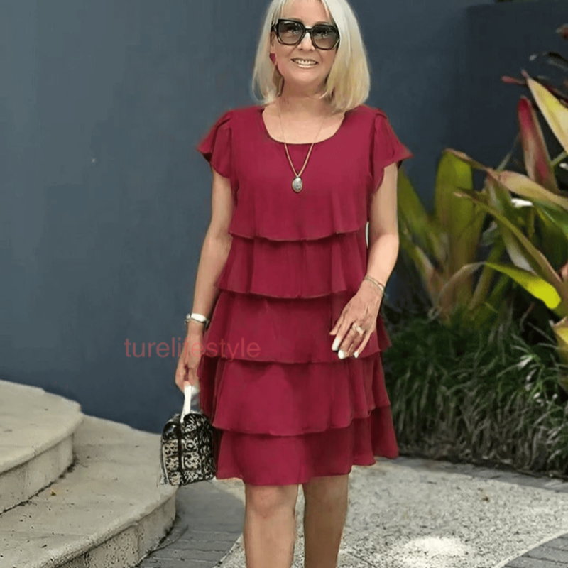 Kiki™ - Women's Dress with Wavy Cut and Ruffles