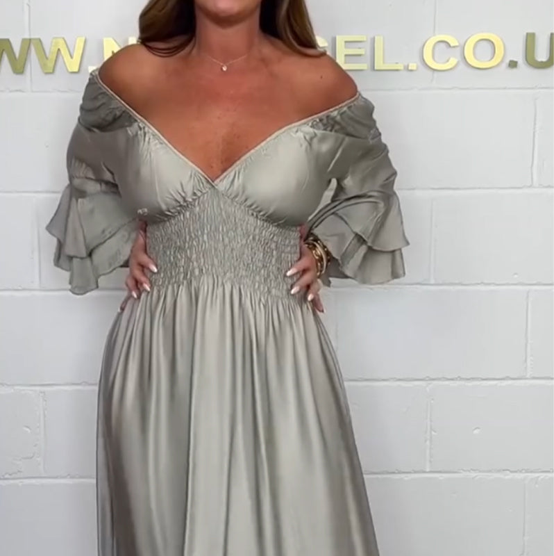 Sybille™ - Flared Dress with Ruffles and High Waist