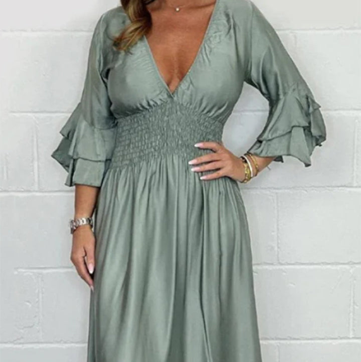 Sybille™ - Flared Dress with Ruffles and High Waist