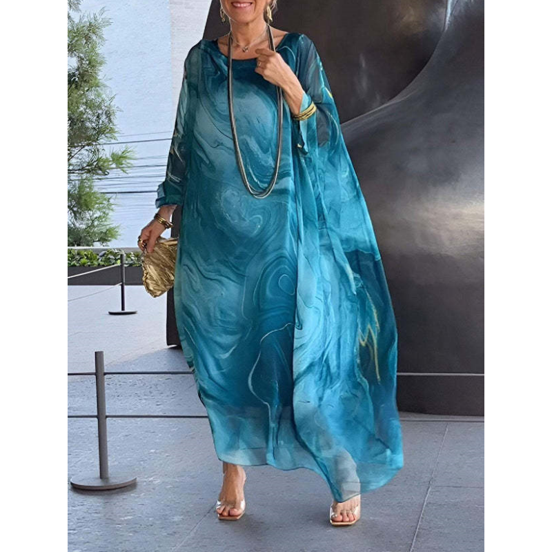 Lenora™ - Elegant Marble Chiffon Dresses with Print